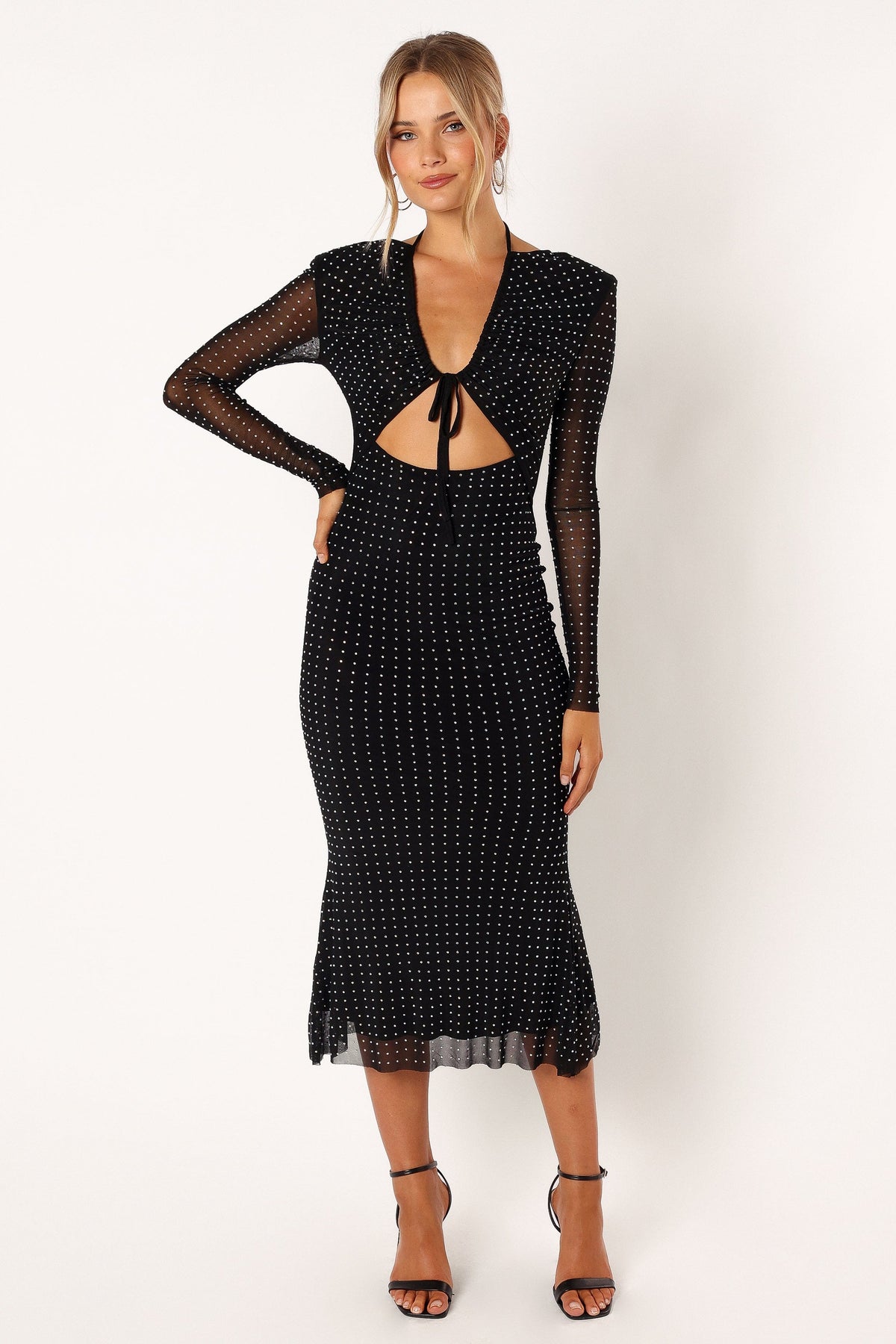Salvatore Long Sleeve Midi Dress - Black