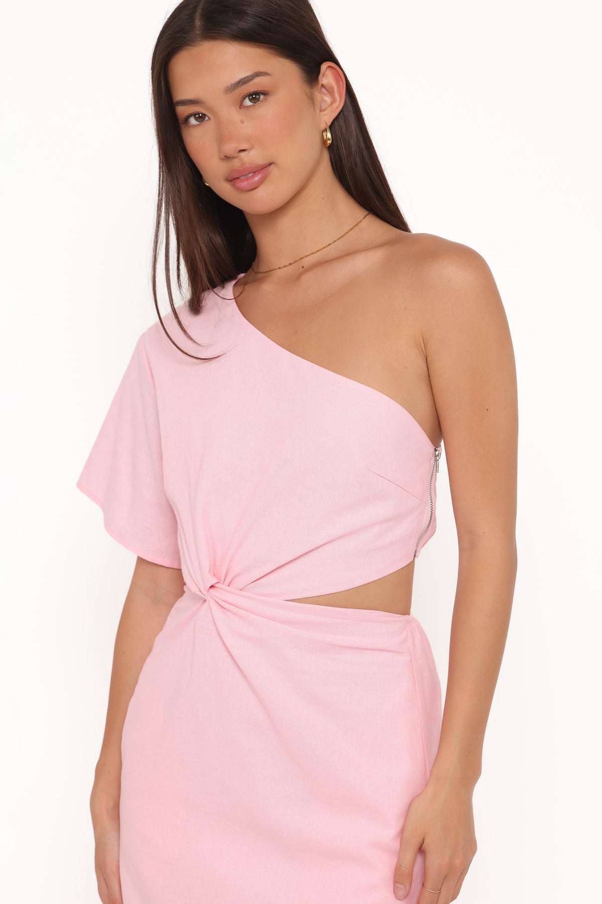 Samira One Shoulder Midi Dress - Pink