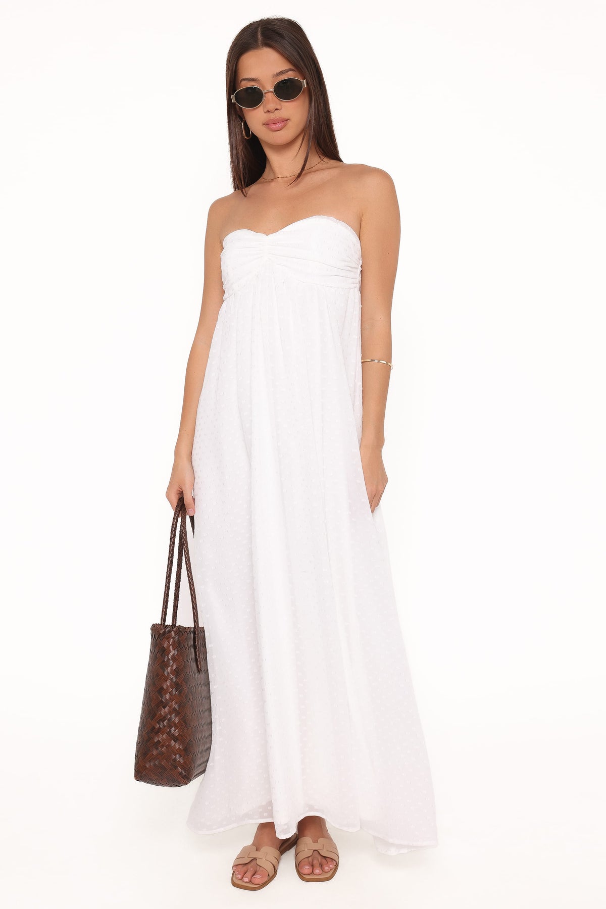 Vee Strapless Maxi Dress - White