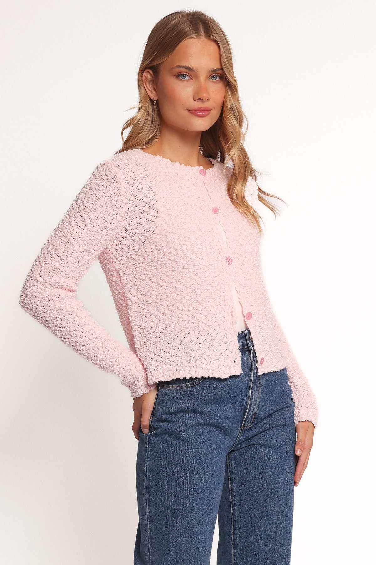 Ally Texture Cardigan - Pink