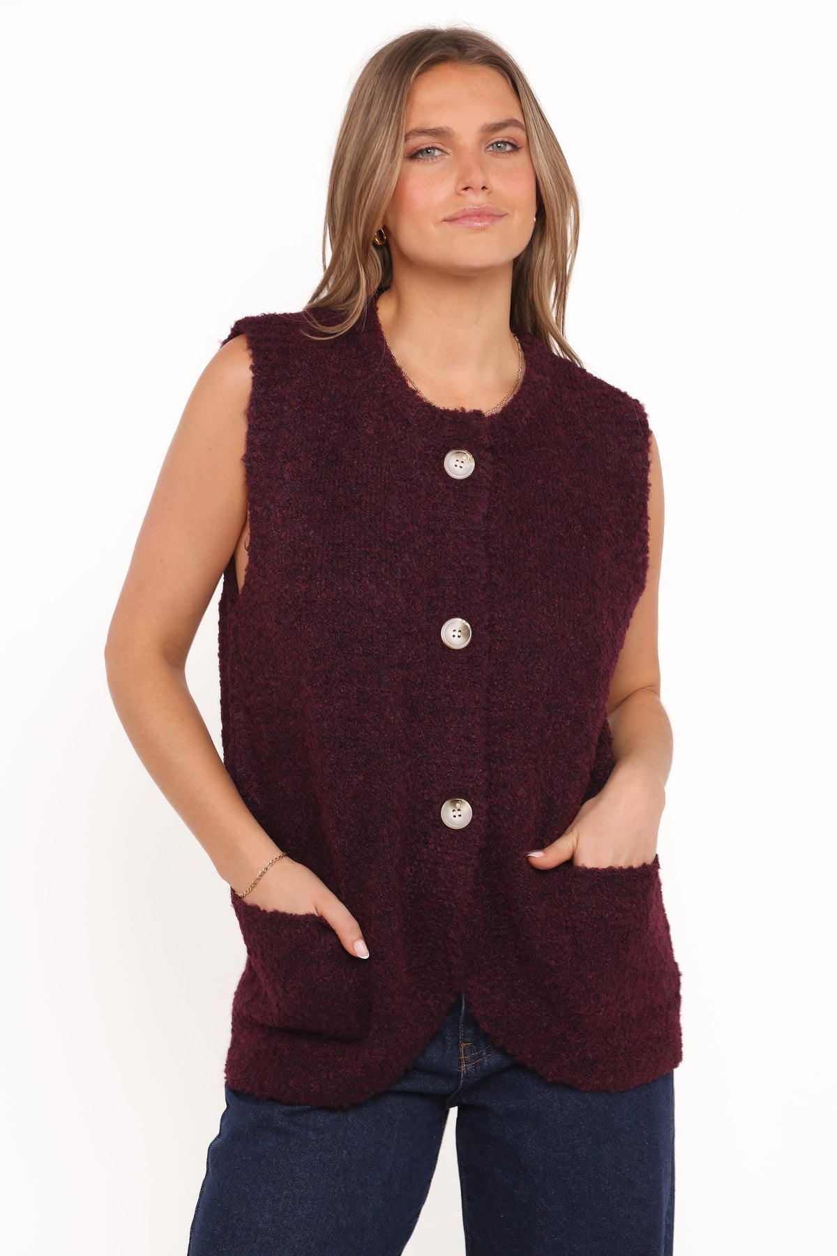 Avery Knit Vest - Wine