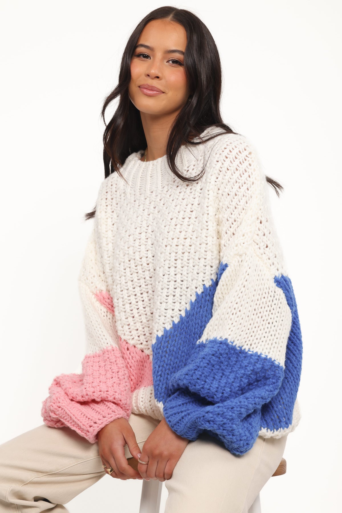 Koda Pattern Knit Sweater - White Multi