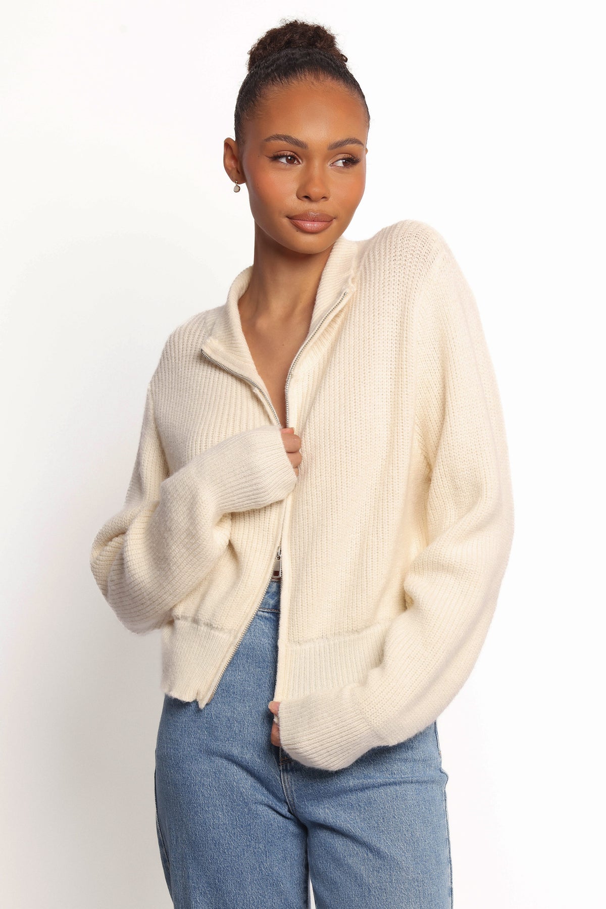 Kourtney Zip Cardigan - Cream