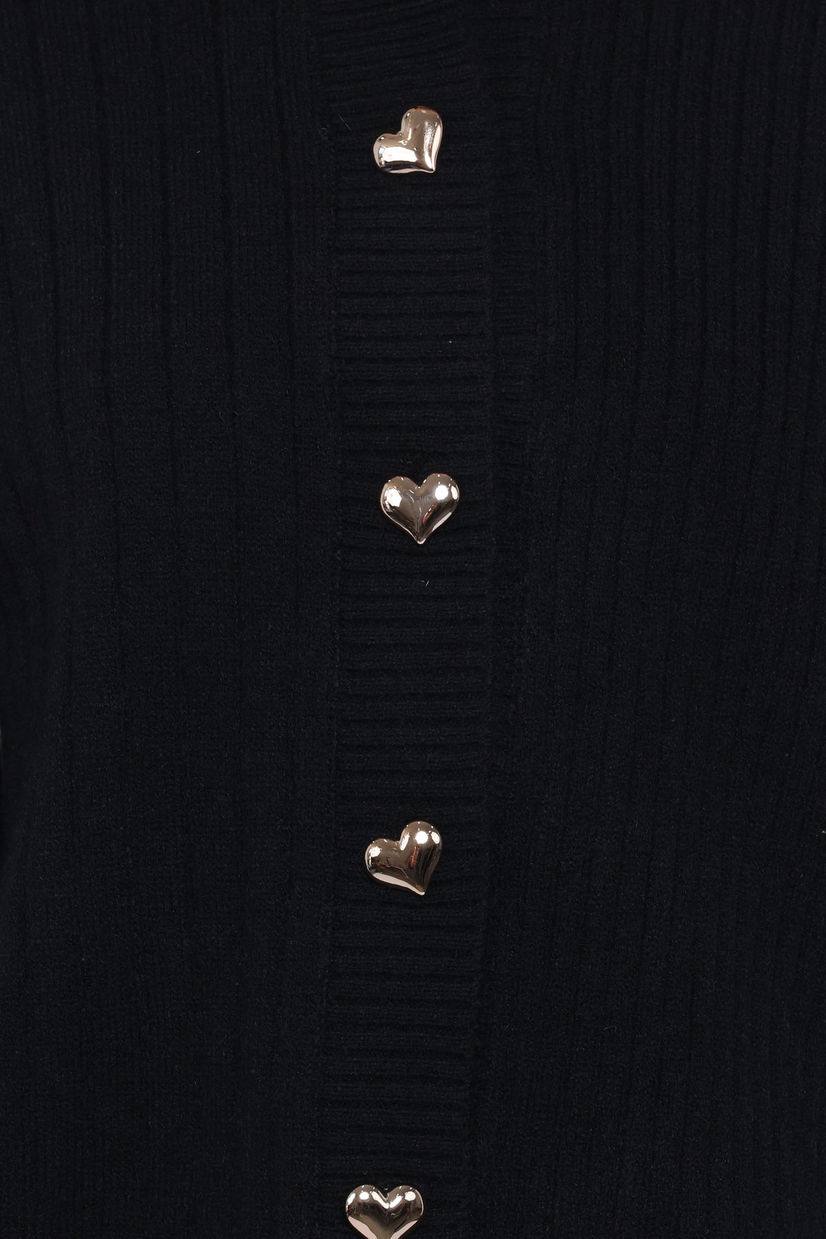 Loulani Heart Button Cardigan - Black