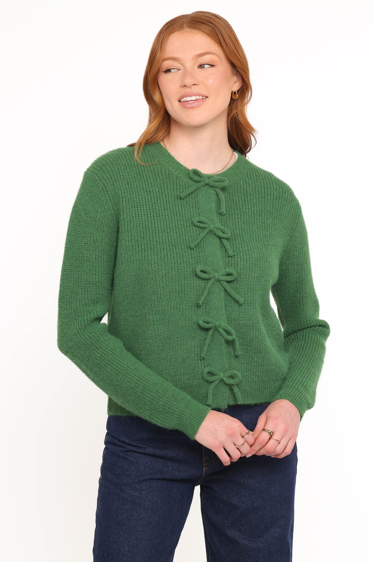 Wilde Bow Front Cardigan - Green