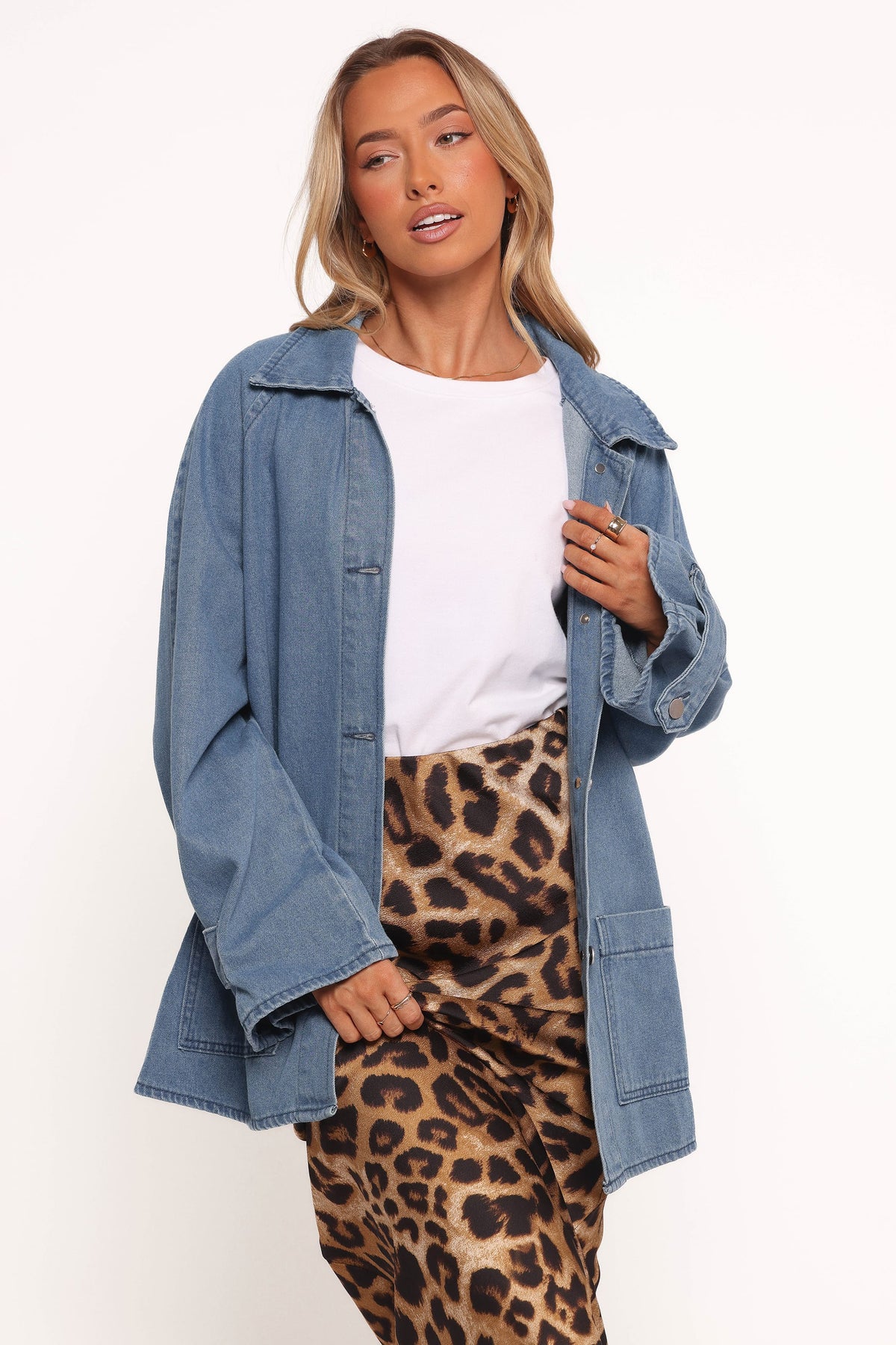 Novan Oversized Shacket - Denim
