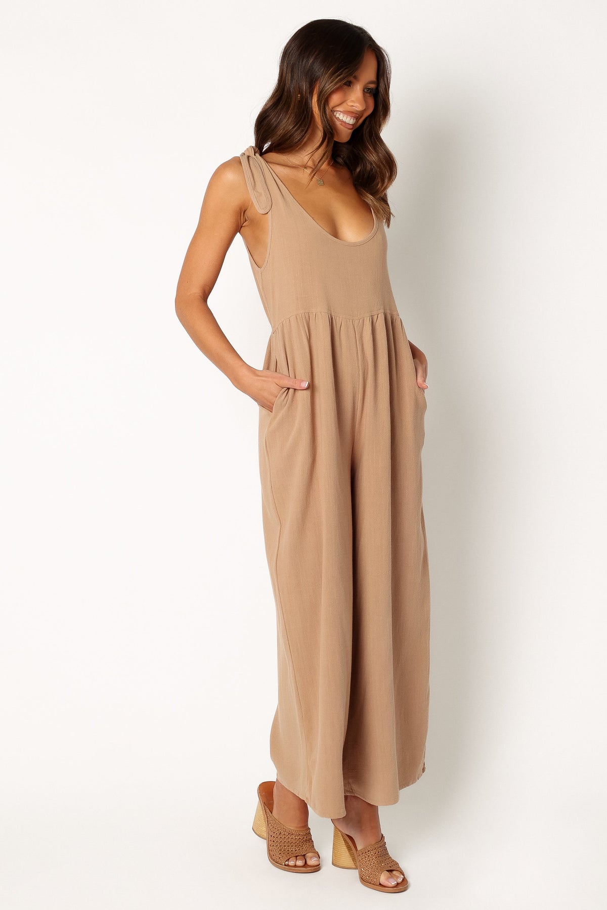 Ayla Linen Jumpsuit - Mocha