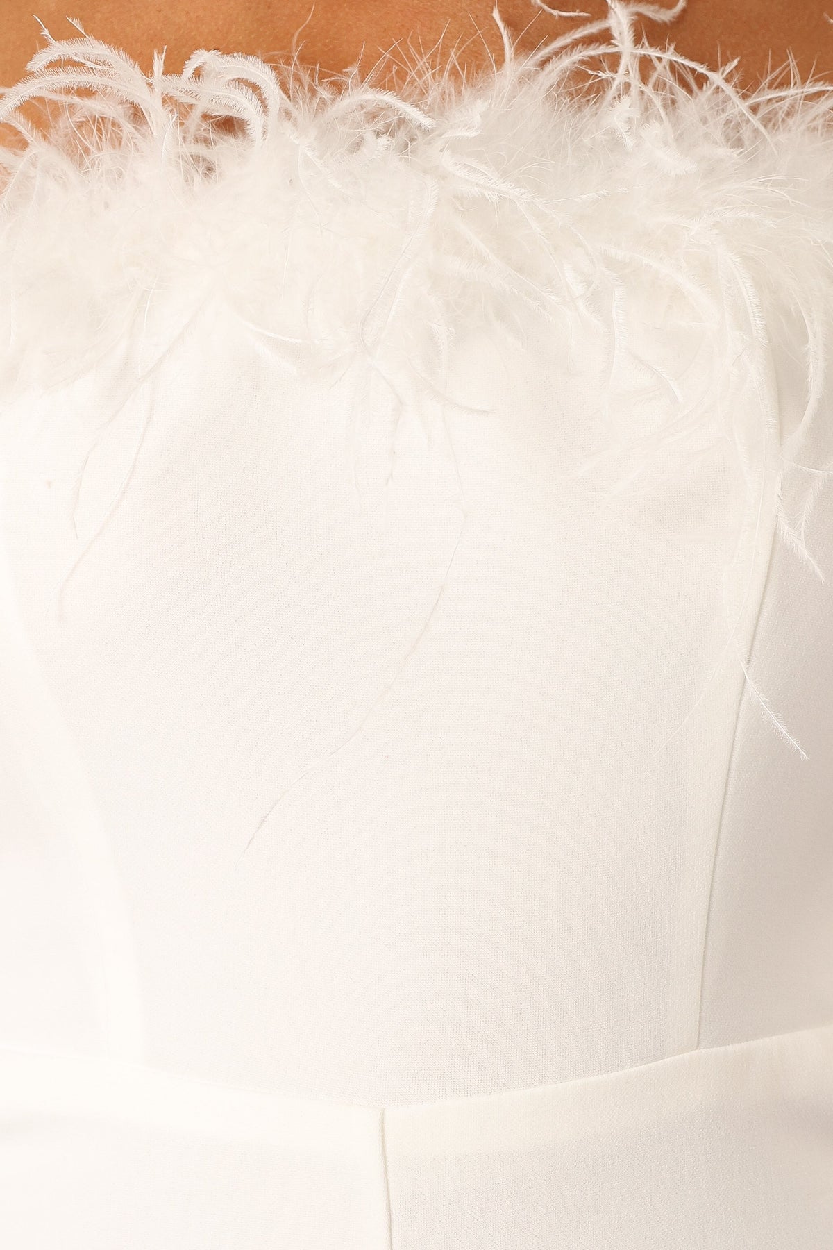 Louise Feather Trim Jumpsuit - White