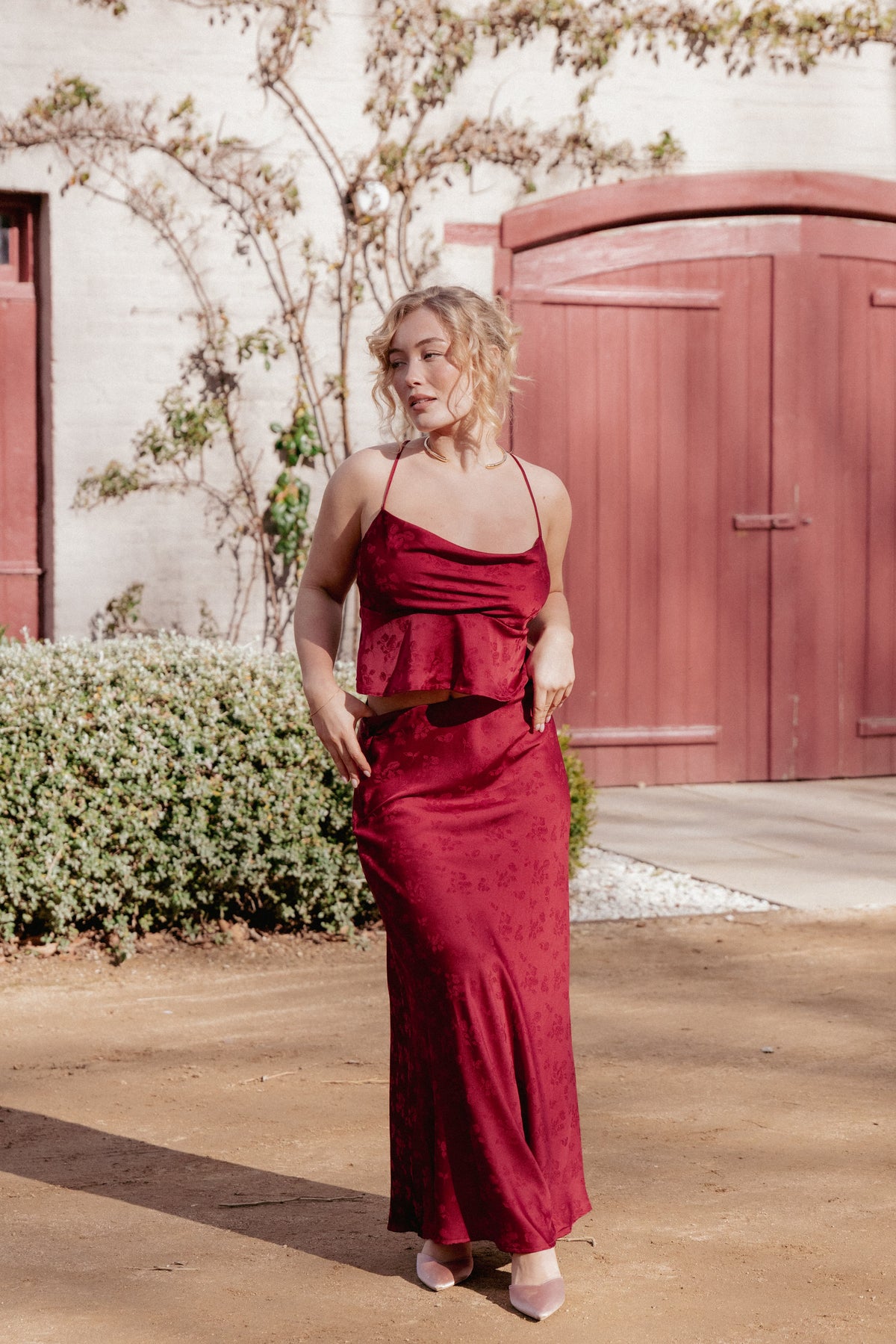 Belle Two Piece Set - Burgundy