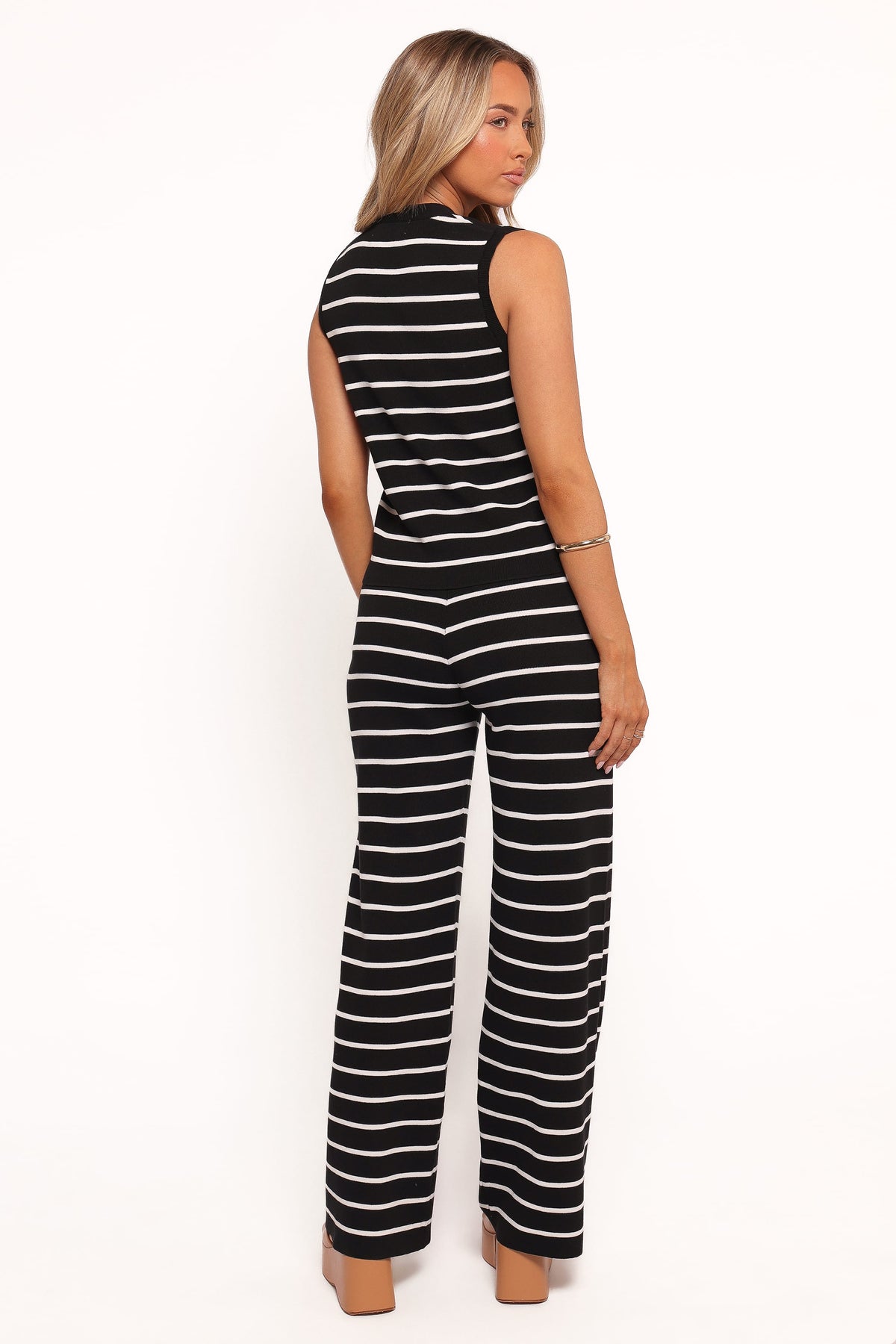 Juna Knitted Pant Set - Black White Stripe