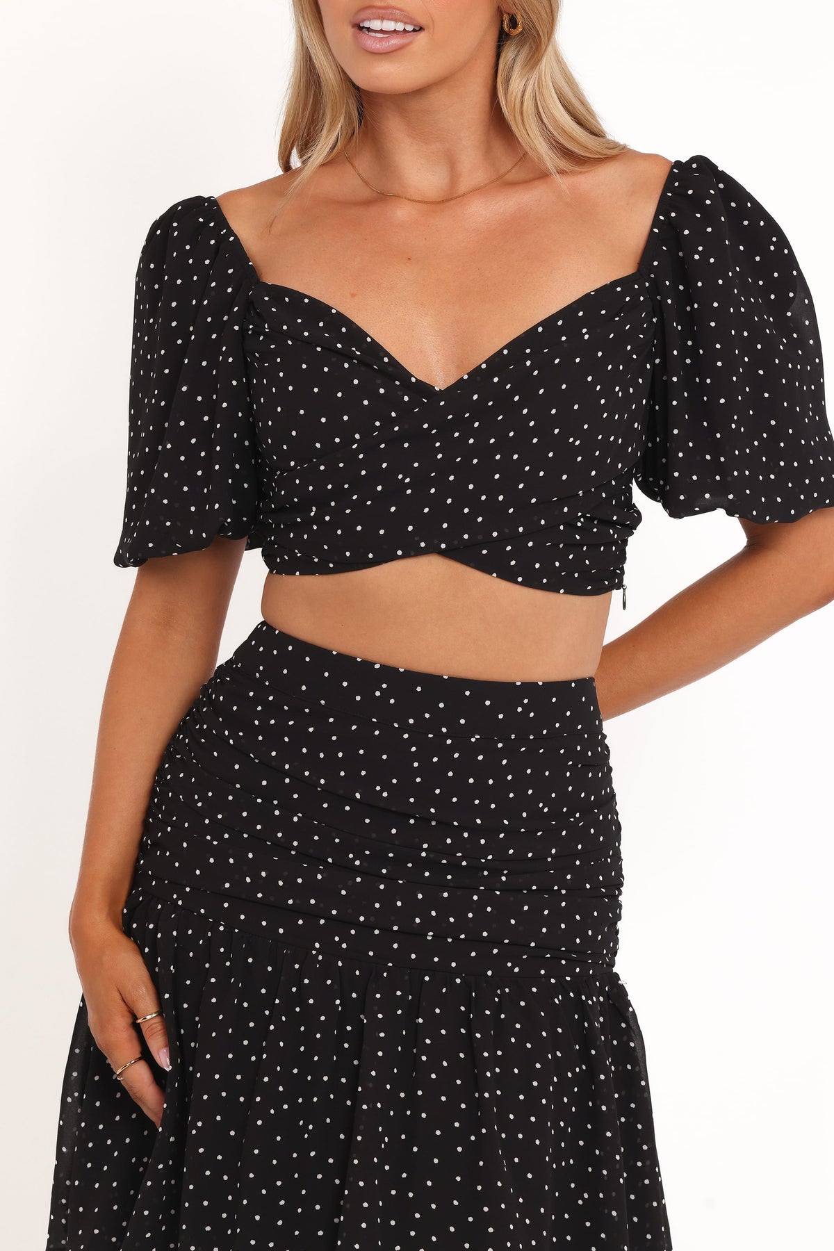 Selina Skirt Set - Black Polka Dot