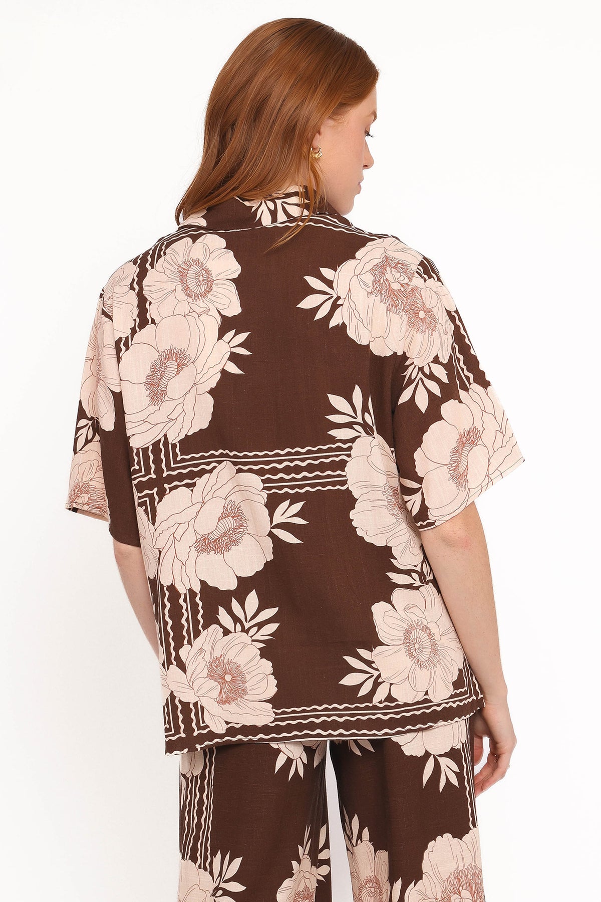 Bernadine Short Sleeve Shirt - Brown Floral
