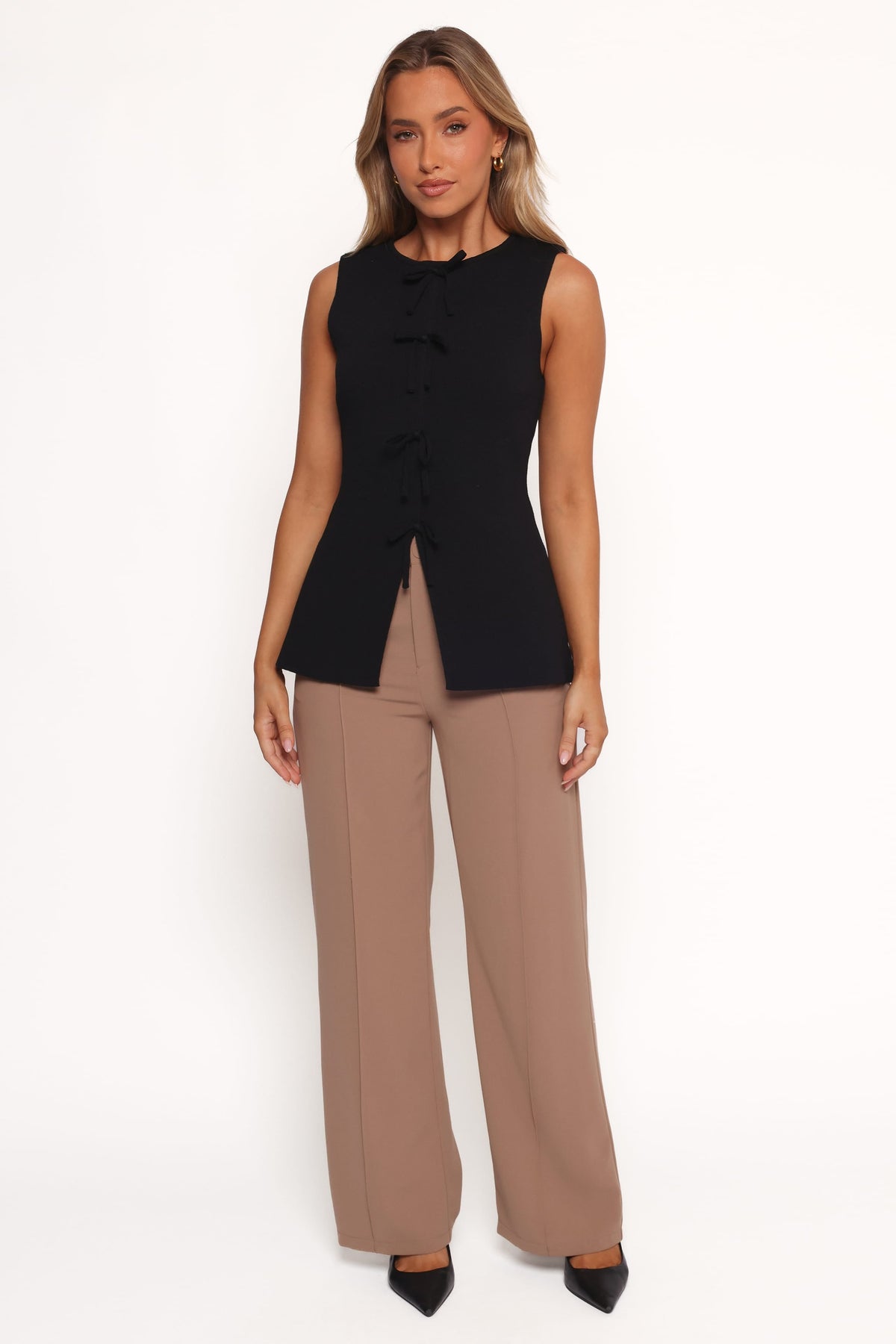 Milani Bow Knitted Top - Black