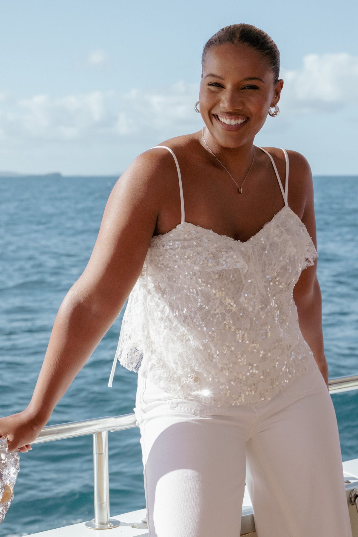 Zinnia Sequins Sleeveless Top - Ivory