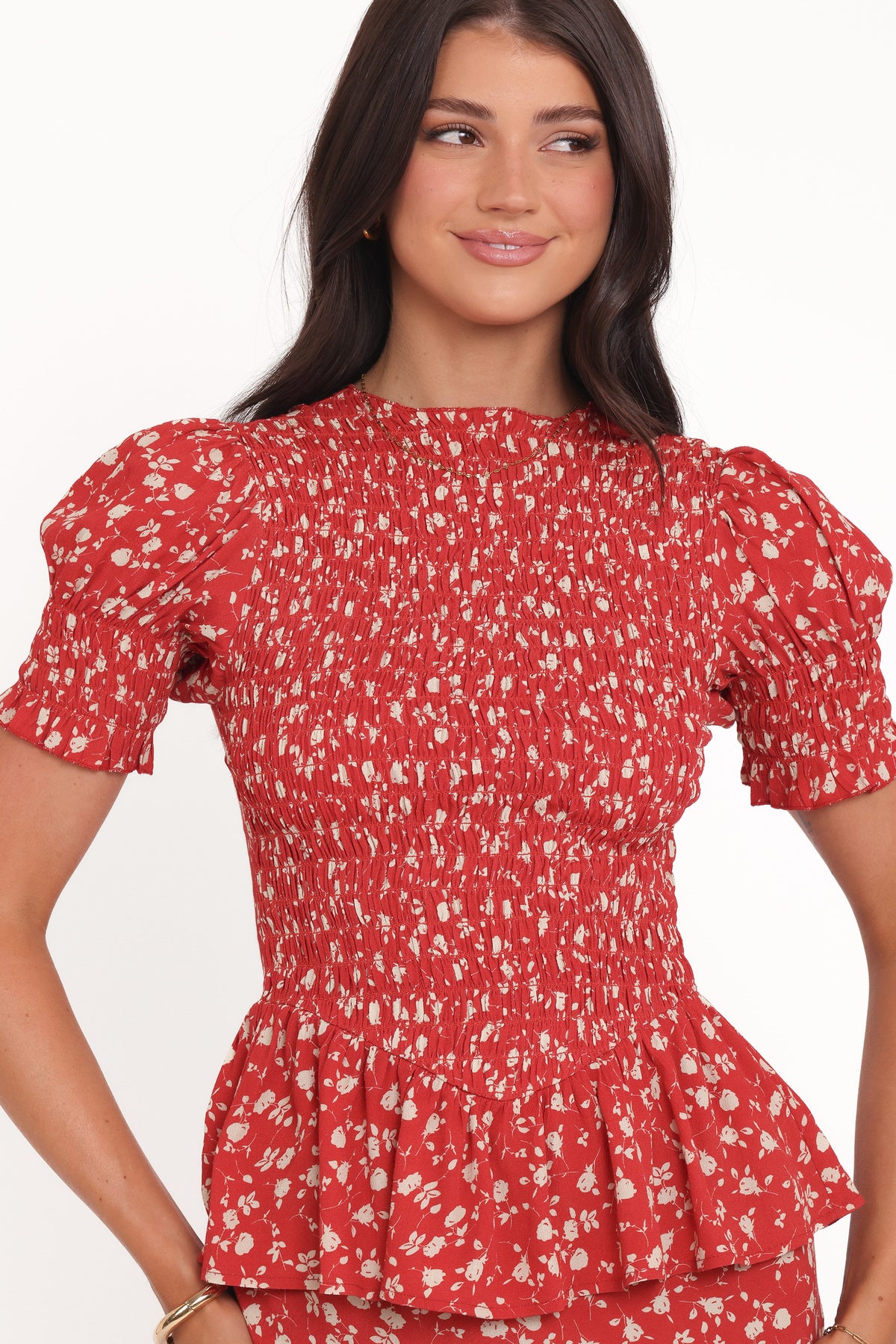 Zoella Peplum Top - Red Floral